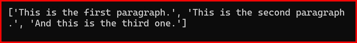 Picture showing the output of blank tokenizer in NLP